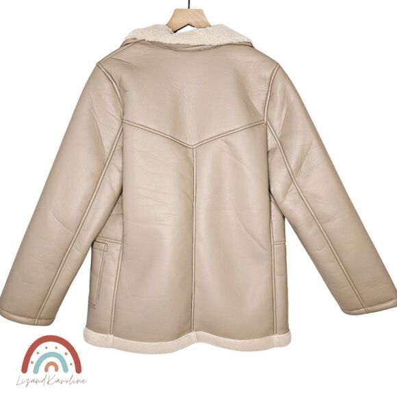 New! ASTR The Label Francine Faux Leather Shearling Winter Jacket Coat - Picture 4 of 14